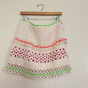 Moschino Neon Floral Crochet Skirt